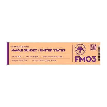 FRAGRANCE MEMORIES - FM 03 Hawaii Sunset / United States 15 sticks (min. multiple of 6)