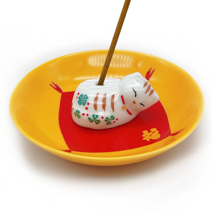 ARITA PLATE with Sleepy Cat Holder - White Tiger