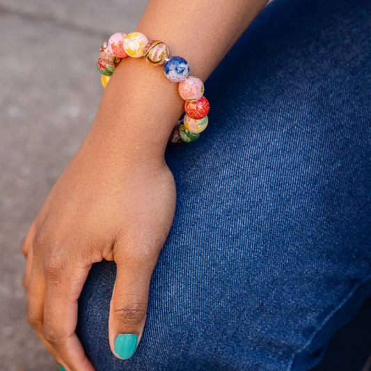 JUZU Bead Bracelet - Kyoto Chirimen Japanese Kimono