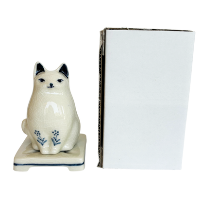 CERAMIC INCENSE BURNER - Cat (White Finish)