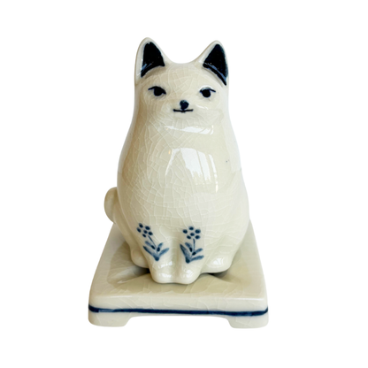 CERAMIC INCENSE BURNER - Cat (White Finish)