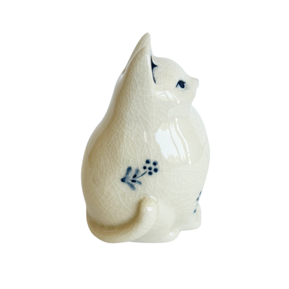 CERAMIC INCENSE BURNER - Cat (White Finish)
