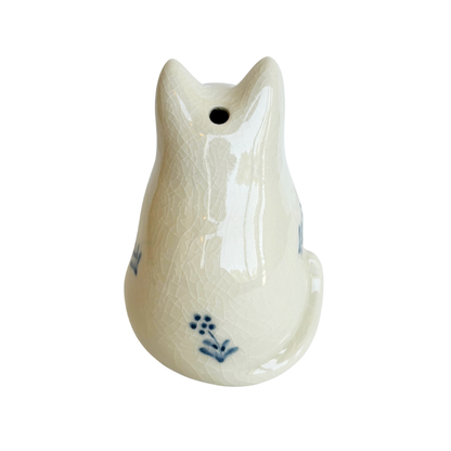 CERAMIC INCENSE BURNER - Cat (White Finish)