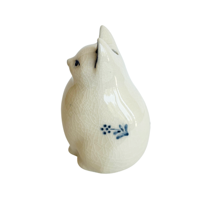 CERAMIC INCENSE BURNER - Cat (White Finish)