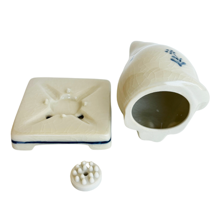 CERAMIC INCENSE BURNER - Cat (White Finish)