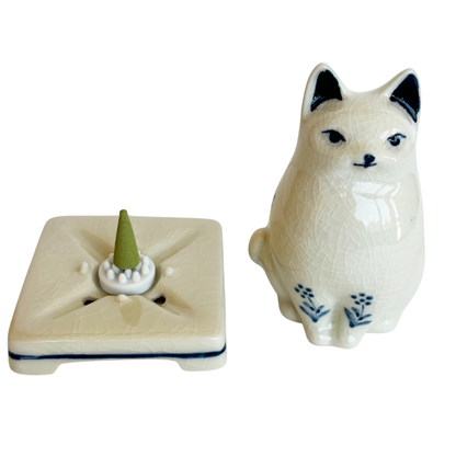 CERAMIC INCENSE BURNER - Cat (White Finish)
