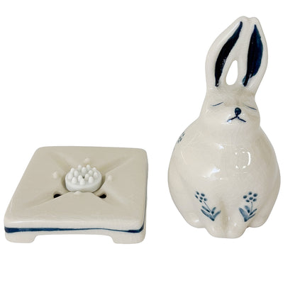 CERAMIC INCENSE BURNER - Rabbit (White Finish)