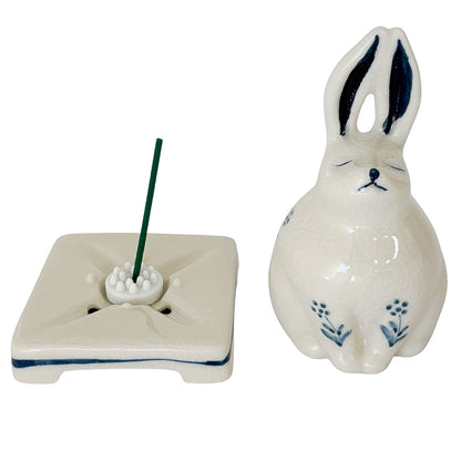 CERAMIC INCENSE BURNER - Rabbit (White Finish)