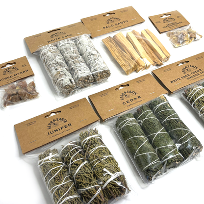 White Sage, Cedar, Juniper Smudge Set - 3 wands / bag (min. multiple of 6)